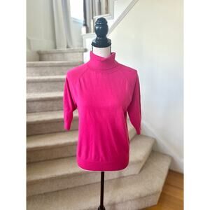 Babaton Aritzia Hot Pink 3/4 Sleeve Turtleneck Knit Sweater